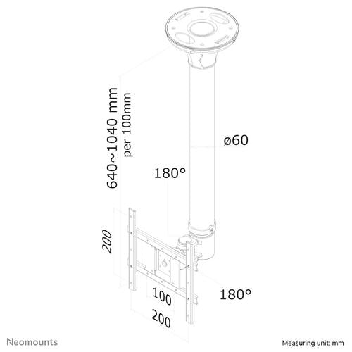 Neomounts FPMA-C200 TV plafondbeugel Zwart