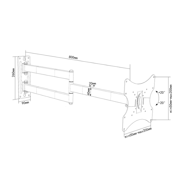 TV beugel 80 cm uit de muur voor Samsung 32-44"