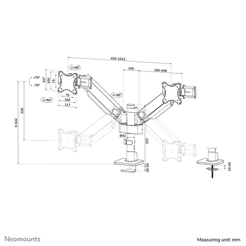 Neomounts DS65S-950WH2 Monitorarm – Elegante Full Motion Steun voor 24-34 inch