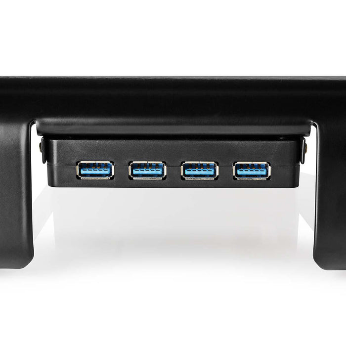 Ergonomische Multifunctionele Standaard | USB 3.0 Hub | 4-Poorts | Zwart
