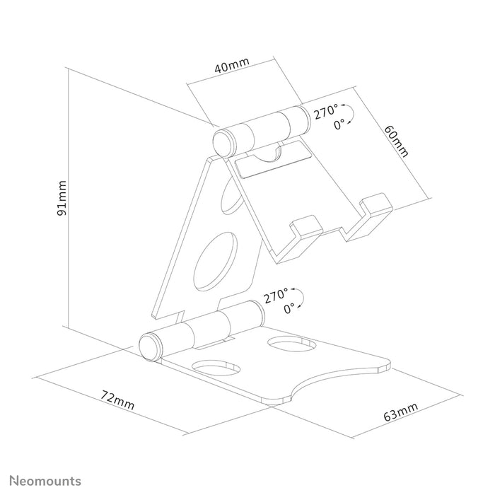 Neomounts universele opvouwbare telefoonsteun - Zilver