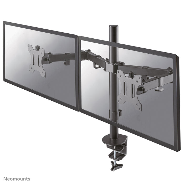 Neomounts FPMA-D550Dblack is een bureausteun voor 2 flat screens t/m 32 inch - Zwart