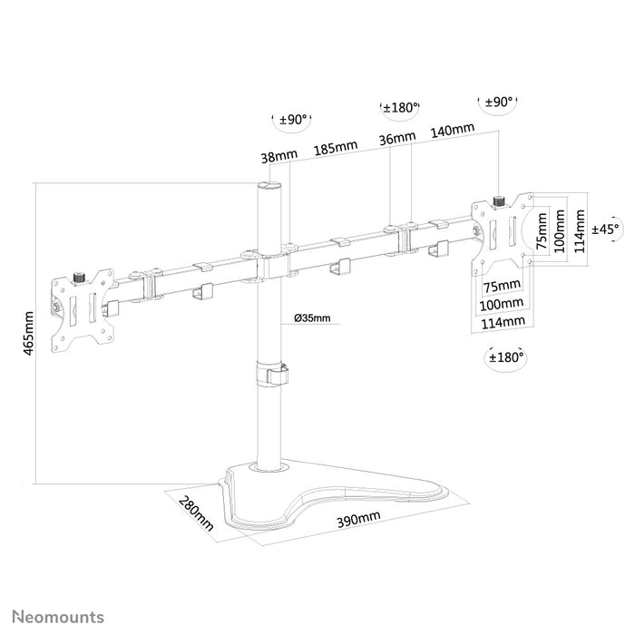 FPMA-D550DDBLACK is een bureausteun voor 2 flat screens t/m 32 inch.