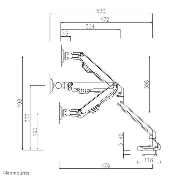 FPMA-D750BLACK2 is een bureausteun met gasveer voor flat screens t/m 32 inch (81 cm).