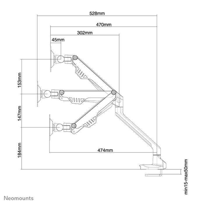 Neomounts FPMA-D750black is een bureausteun met gasveer voor flat screens t/m 32 inch (81 cm).