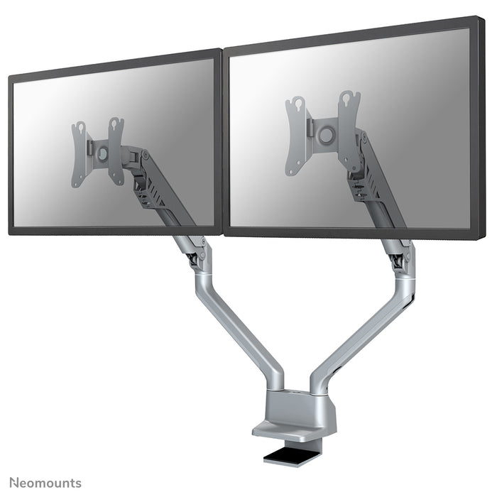 FPMA-D750DSILVER2 is een bureausteun met gasveer voor flat screens t/m 32 inch (81 cm).