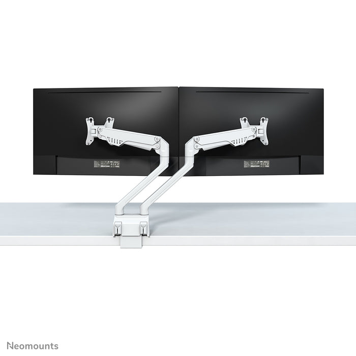 FPMA-D750DWHITE2 is een bureausteun met gasveer voor flat screens t/m 32 inch (81 cm).