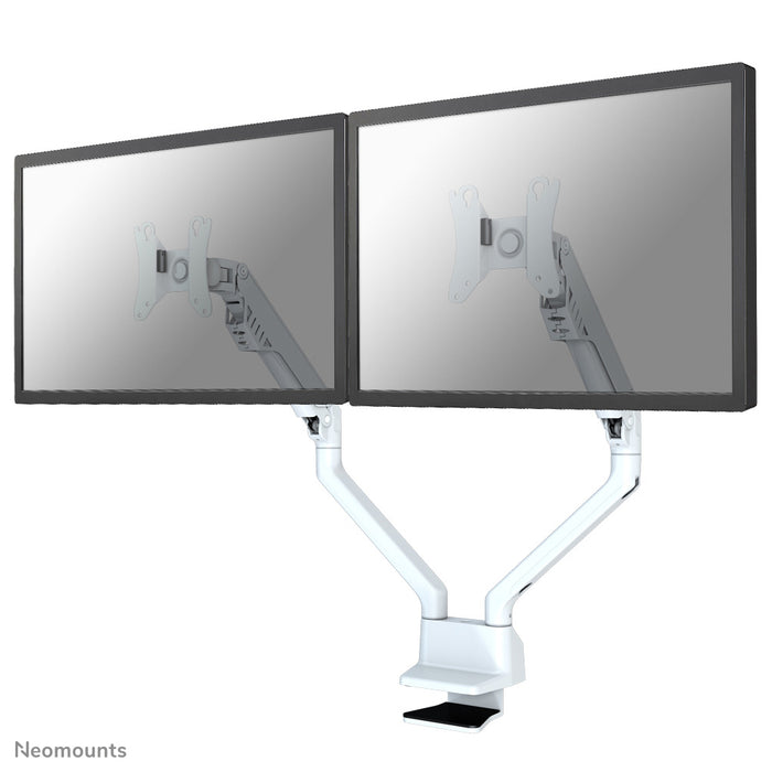 FPMA-D750DWHITE is een bureausteun met gasveer voor flat screens t/m 32 inch (81 cm).