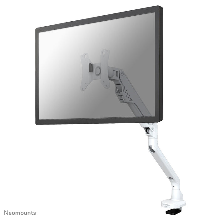 FPMA-D750WHITE is een bureausteun met gasveer voor flat screens t/m 32 inch (81 cm).