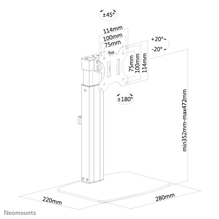 FPMA-D865BLACK is een bureausteun voor flat screens t/m 32 inch (81 cm).