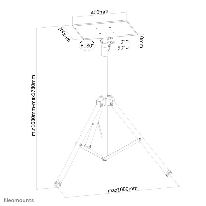 Neomounts statief voor notebooks t/m 17 inch (43 cm), Beamers & displays t/m 32 inch (81 cm), Hoogteverstelbaar - Zwart