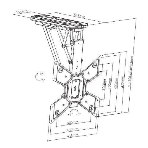 Elektrische Plafondbeugel - Tot 55 inch - Met App