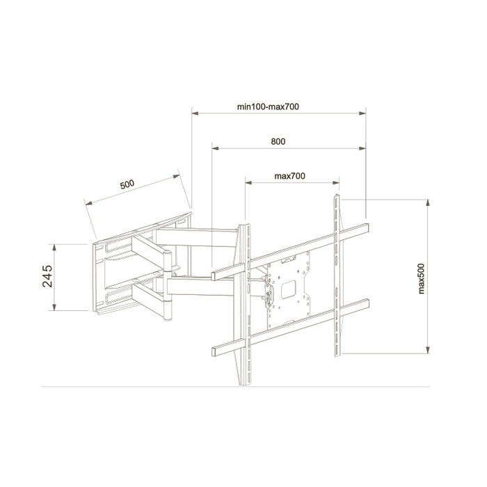 Witte Stabiele zware muurbeugel tot 80" maximaal 80 kilo en VESA 800x400