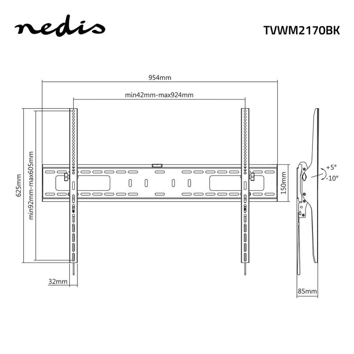 Kantelbare vaste TV Beugel tot 100 inch