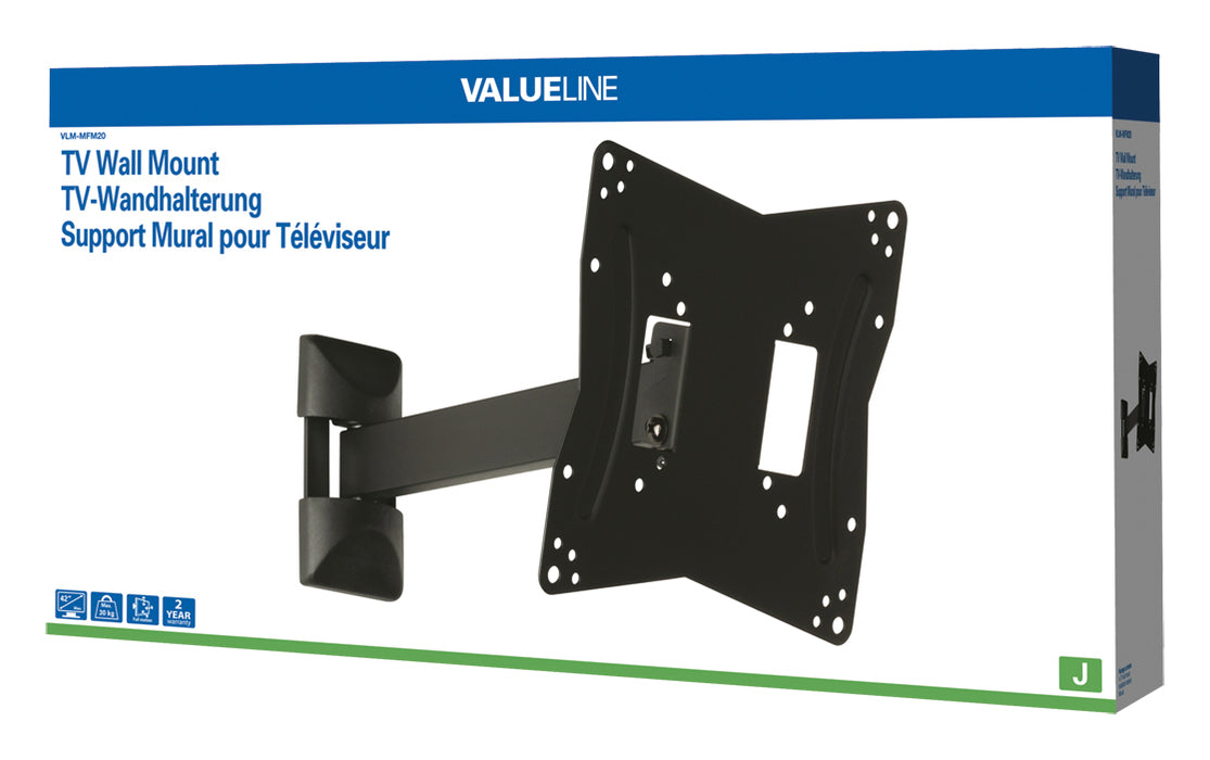 Draai- en kantelbare TV wandbeugel voor schermen tot maximaal 42"