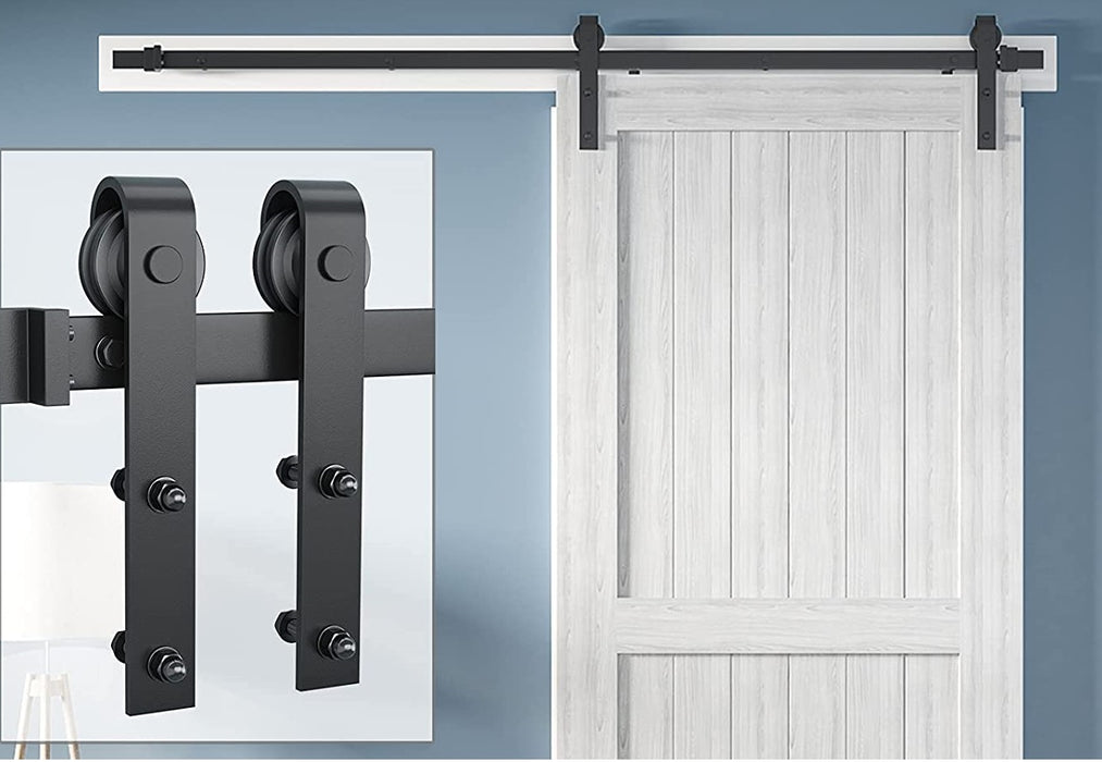 Système de porte coulissante universel Wolff Mount pour portes – rail de 2 mètres – noir mat – galets à roulement fluides