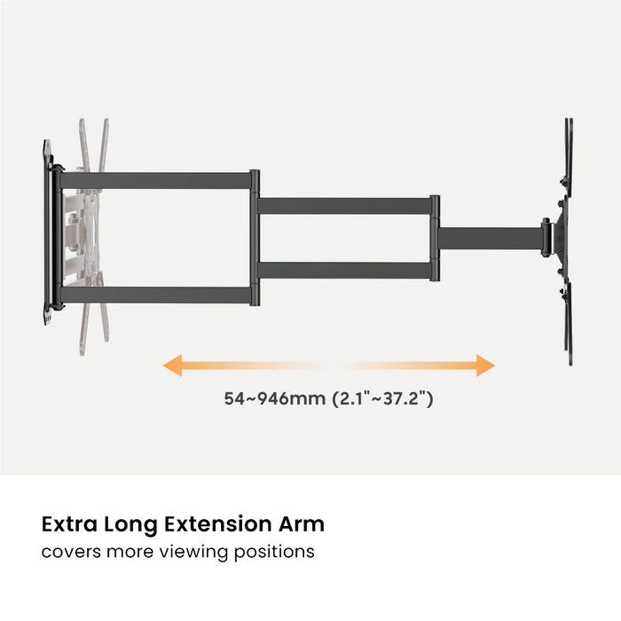 Wolff Mount Extra lange Full-Motion TV Muurbeugel tot 65 inch |tot 95cm uit de muur! |Universeel |VESA 400x400