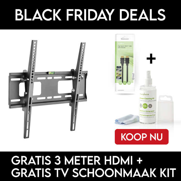 Platte kantelbare muurbeugel voor schermen tot 55 inch | BLACK FRIDAY